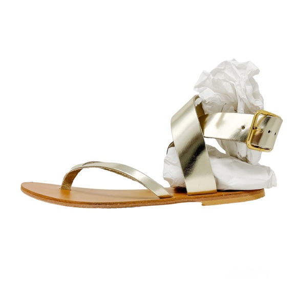 Charlotte Stone Timo White Gold Metallic Sandals Leather Women’s 11 - Picture 4 of 12
